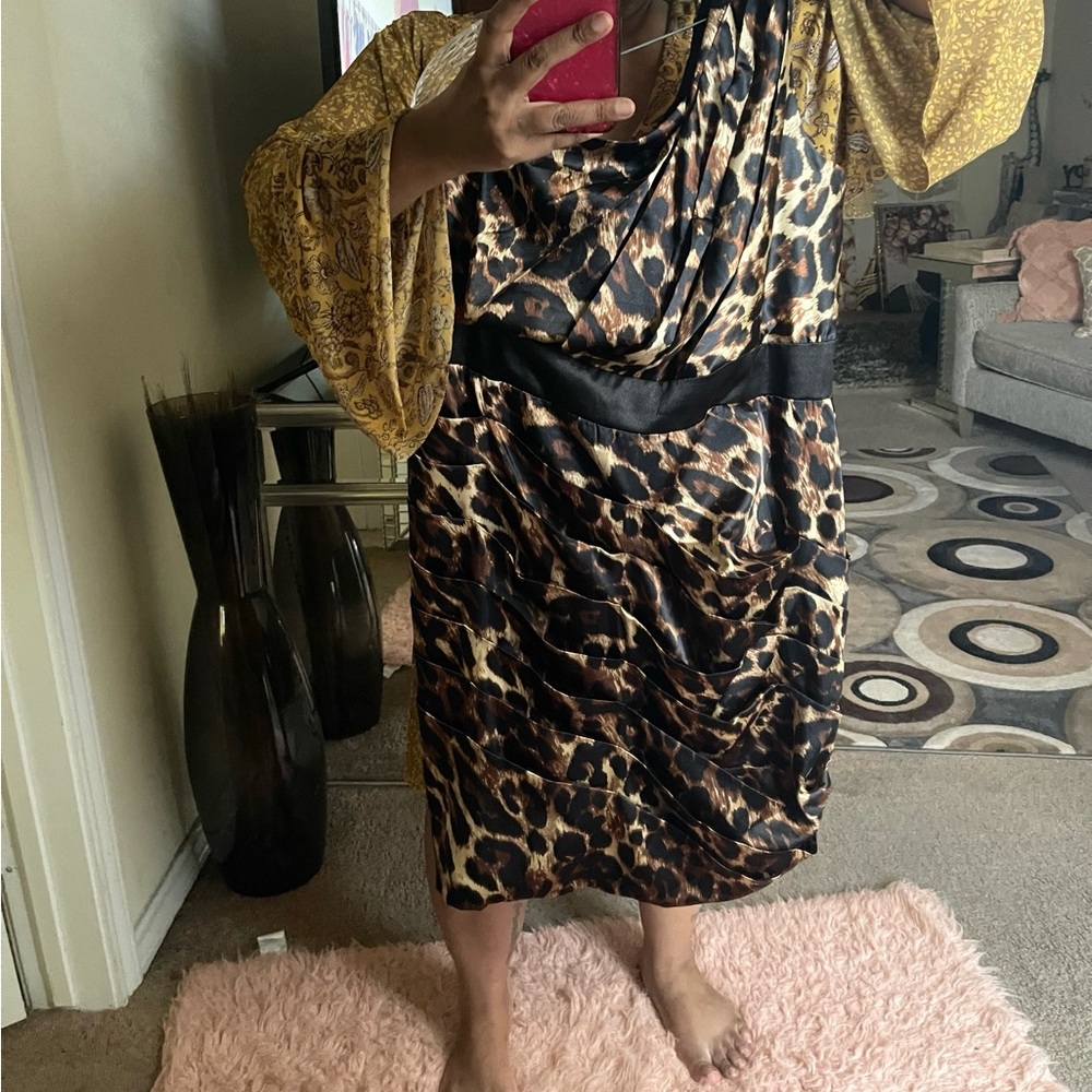Snap Plus Size Womens zipper sides animal print cold shoulder dress size 16W pre - Picture 13 of 14